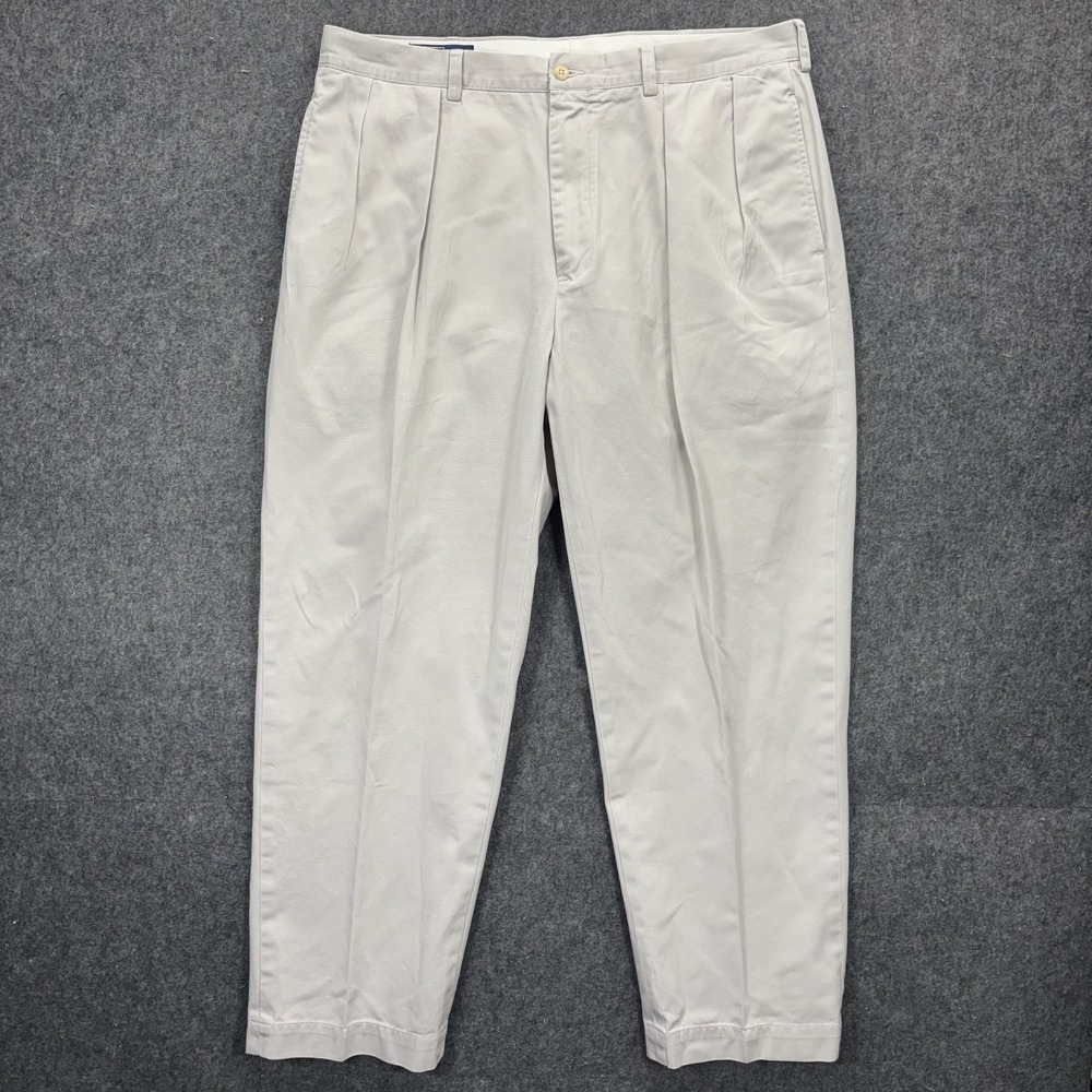 Vintage Polo Ralph Lauren Andrew Pants Mens 38x30 Pleated Chino Beige Preppy 90s